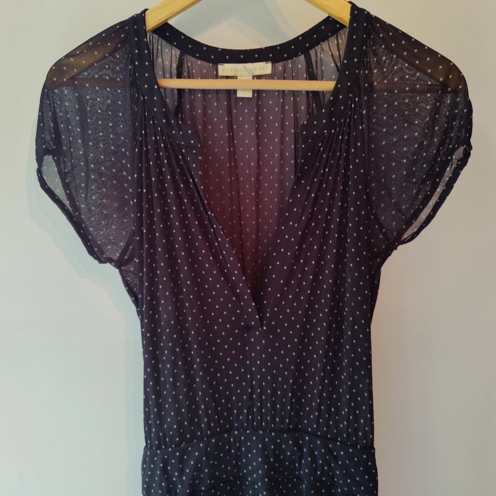 Weston Wear Black Polka Dot Maxi Dress L